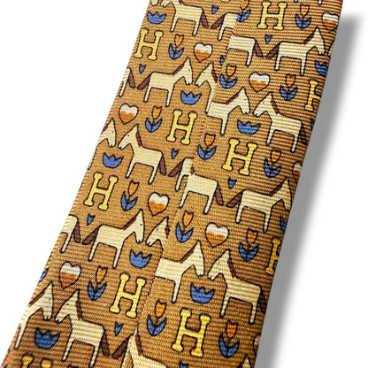 【8574】良品！エルメス　ネクタイ　ライトブラウン系