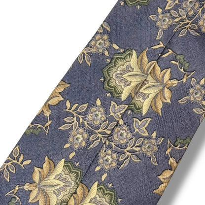 【7902】良品！サンローラン　ネクタイ　ライトブルー系　花柄