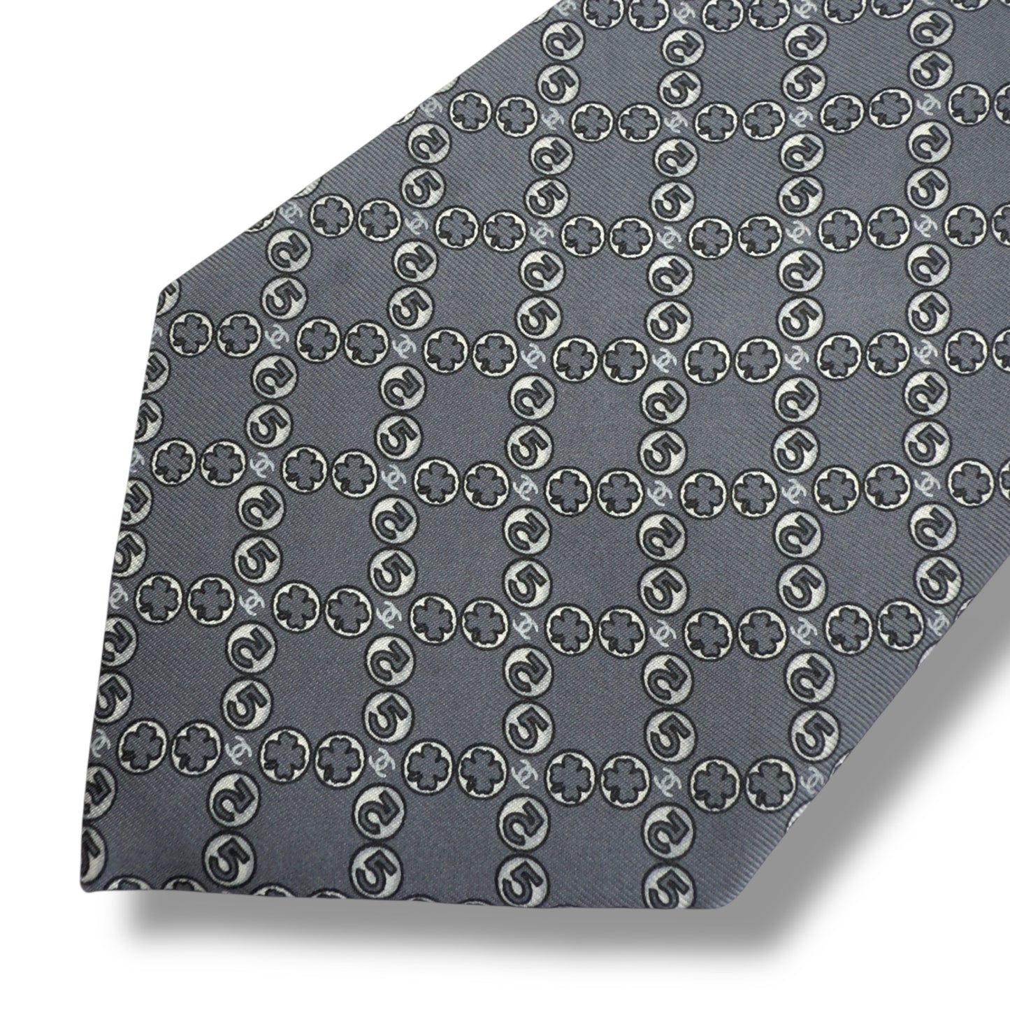 【7523】良品！シャネル　ネクタイ　グレー系