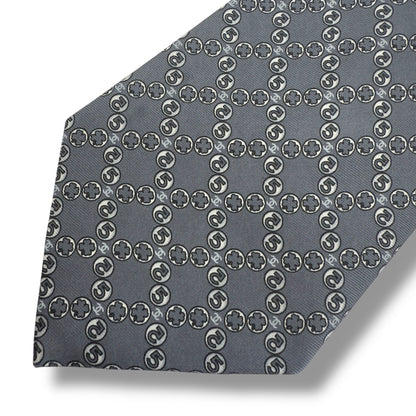 【7523】良品！シャネル　ネクタイ　グレー系