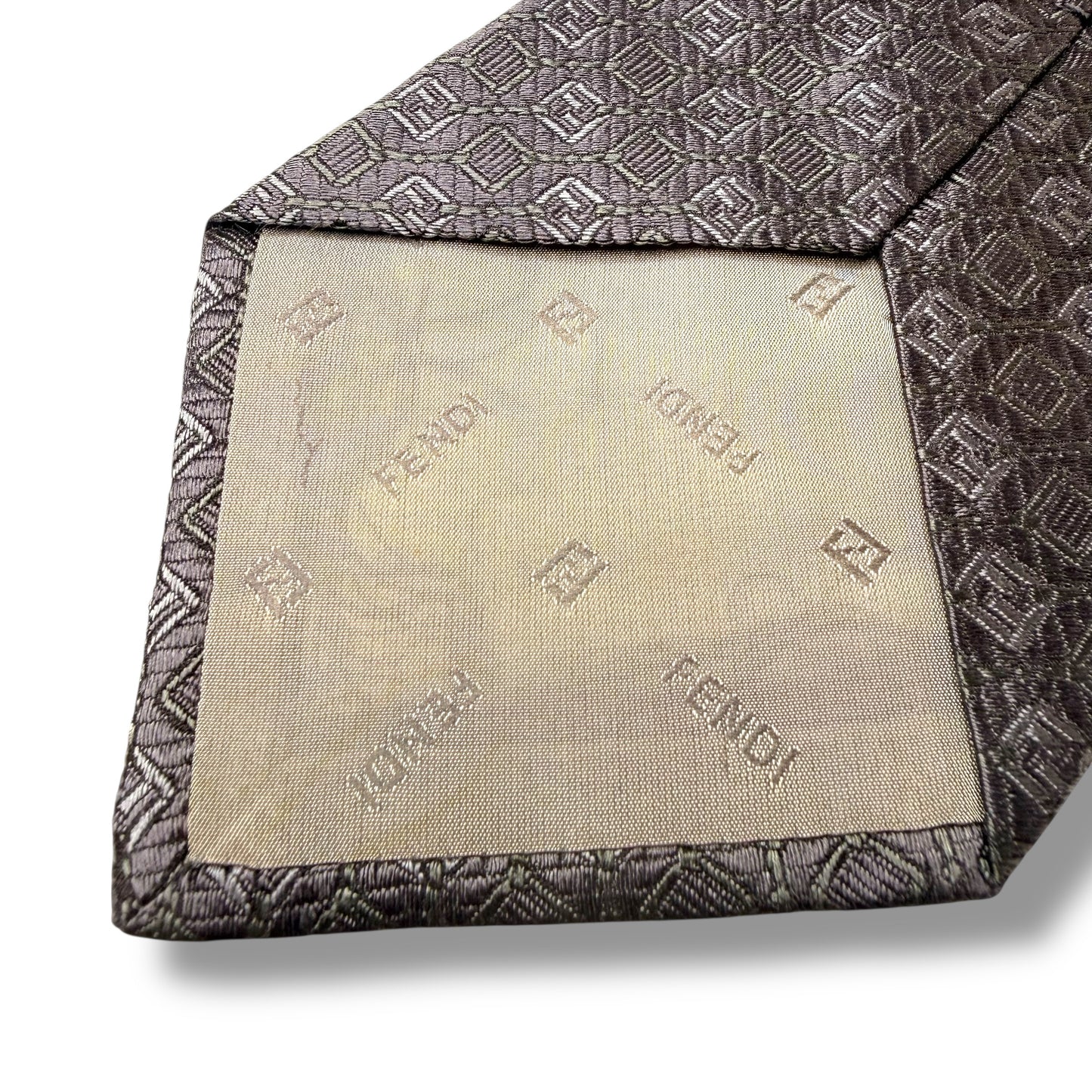 【8039】良品！フェンディ　ネクタイ　ダークシルバー系