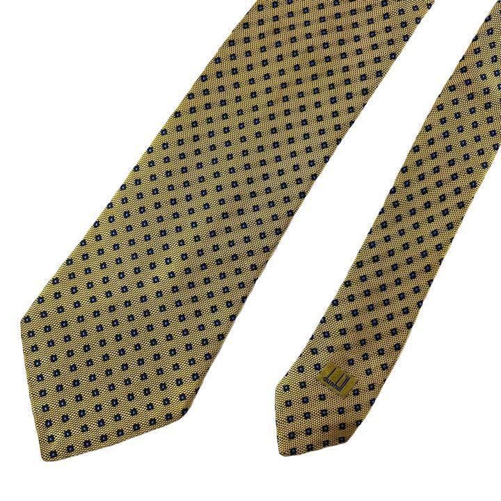 【3397】美品！dunhill ダンヒル　ネクタイ　ゴールド系.