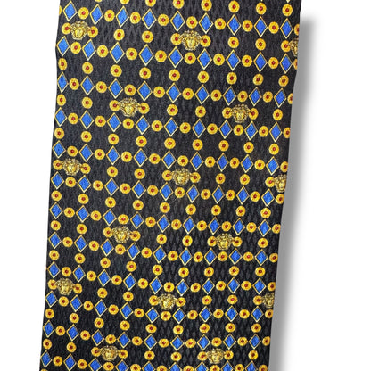 【7144】良品！ヴェルサーチ　ネクタイ　ネイビー系　メデューサ柄