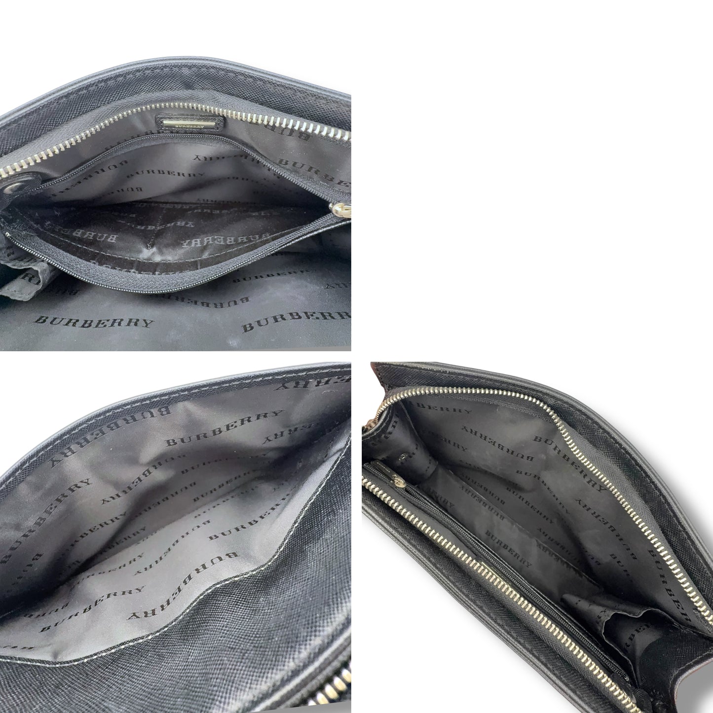 【美品】(2)バーバリー　クラッチバッグ　ブラック系　サフィアーノ