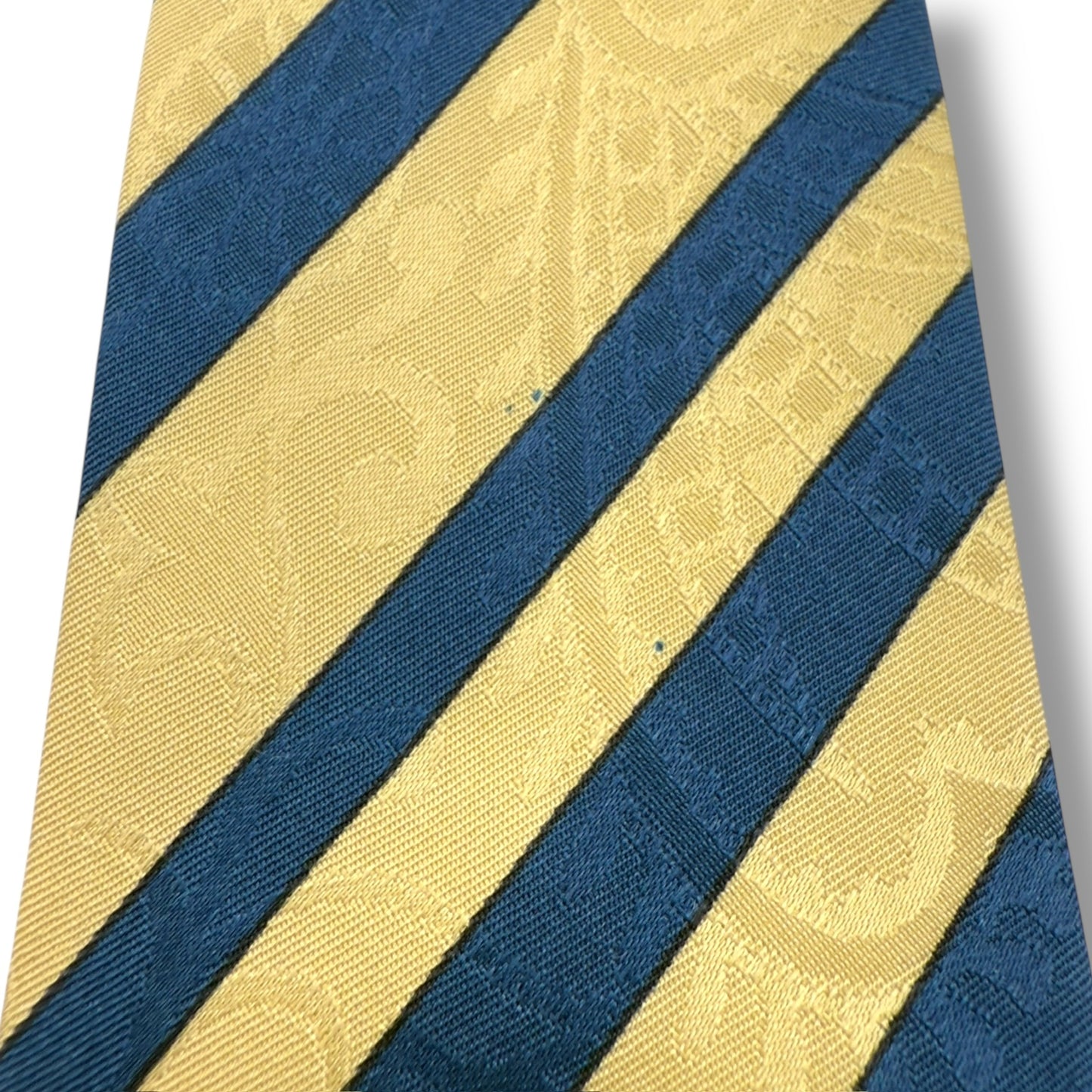 【7578】良品！シャネル　ネクタイ　ゴールド系　ストライプ柄系