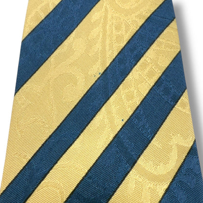 【7578】良品！シャネル　ネクタイ　ゴールド系　ストライプ柄系