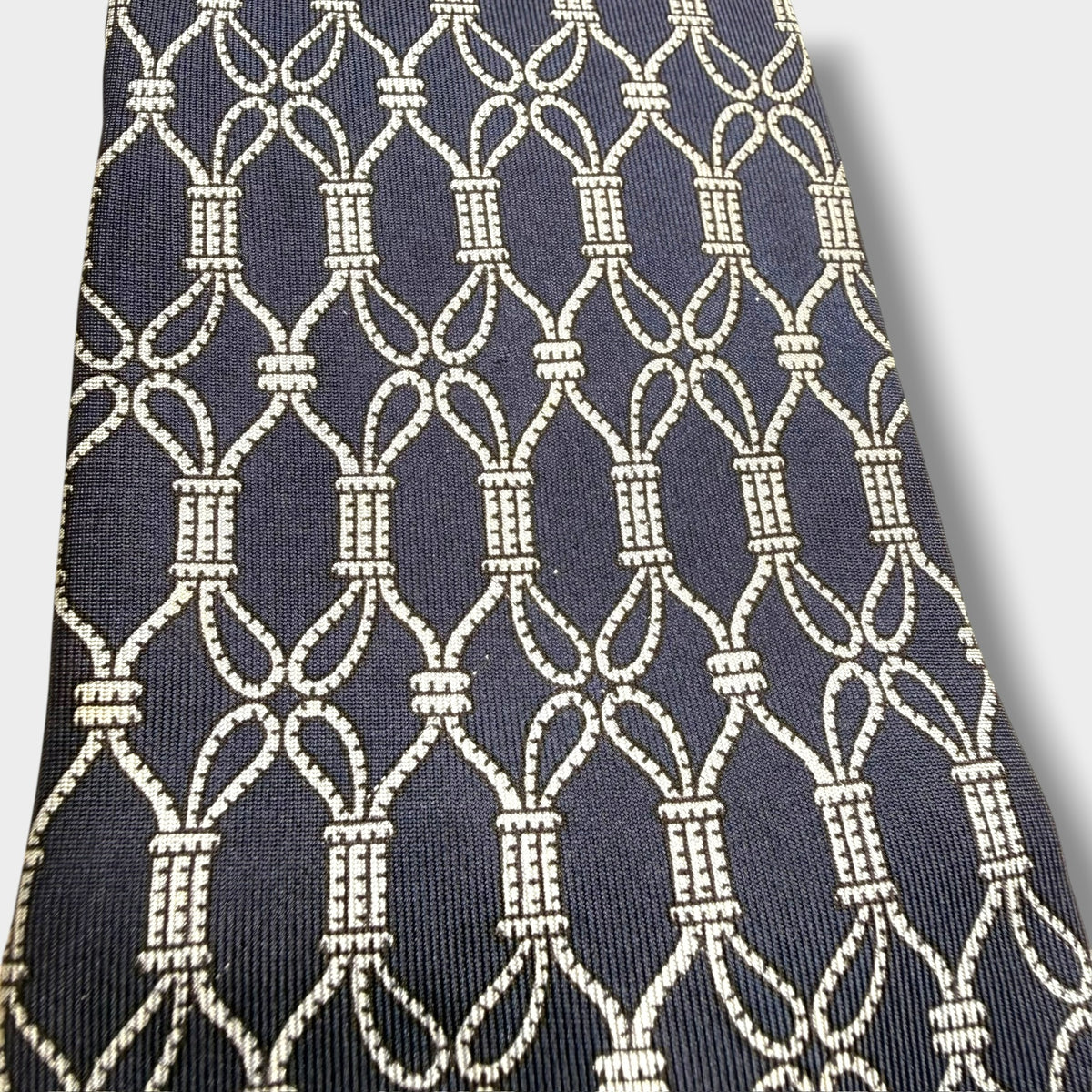 【8766】良品！エルメス　ネクタイ　ネイビー系