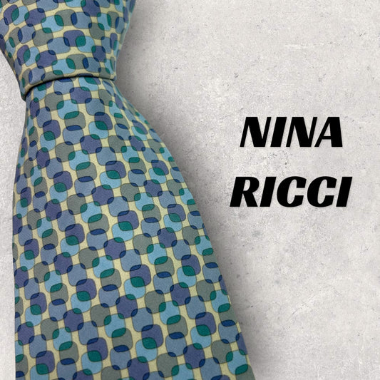 [6191] Good quality! Nina Ricci tie, blue, square pattern 
