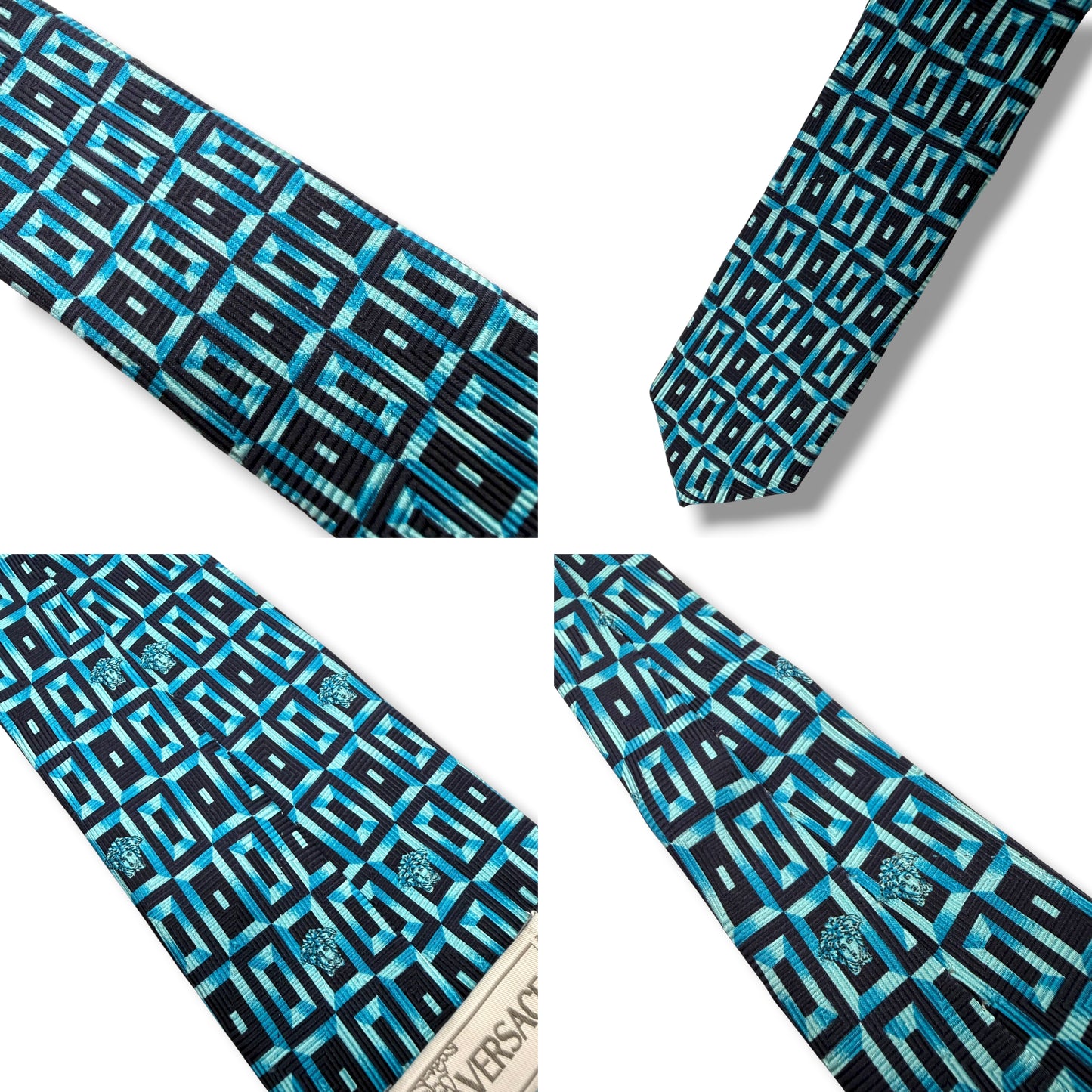 【7581】良品！ヴェルサーチ　ネクタイ　水色系　メデューサ