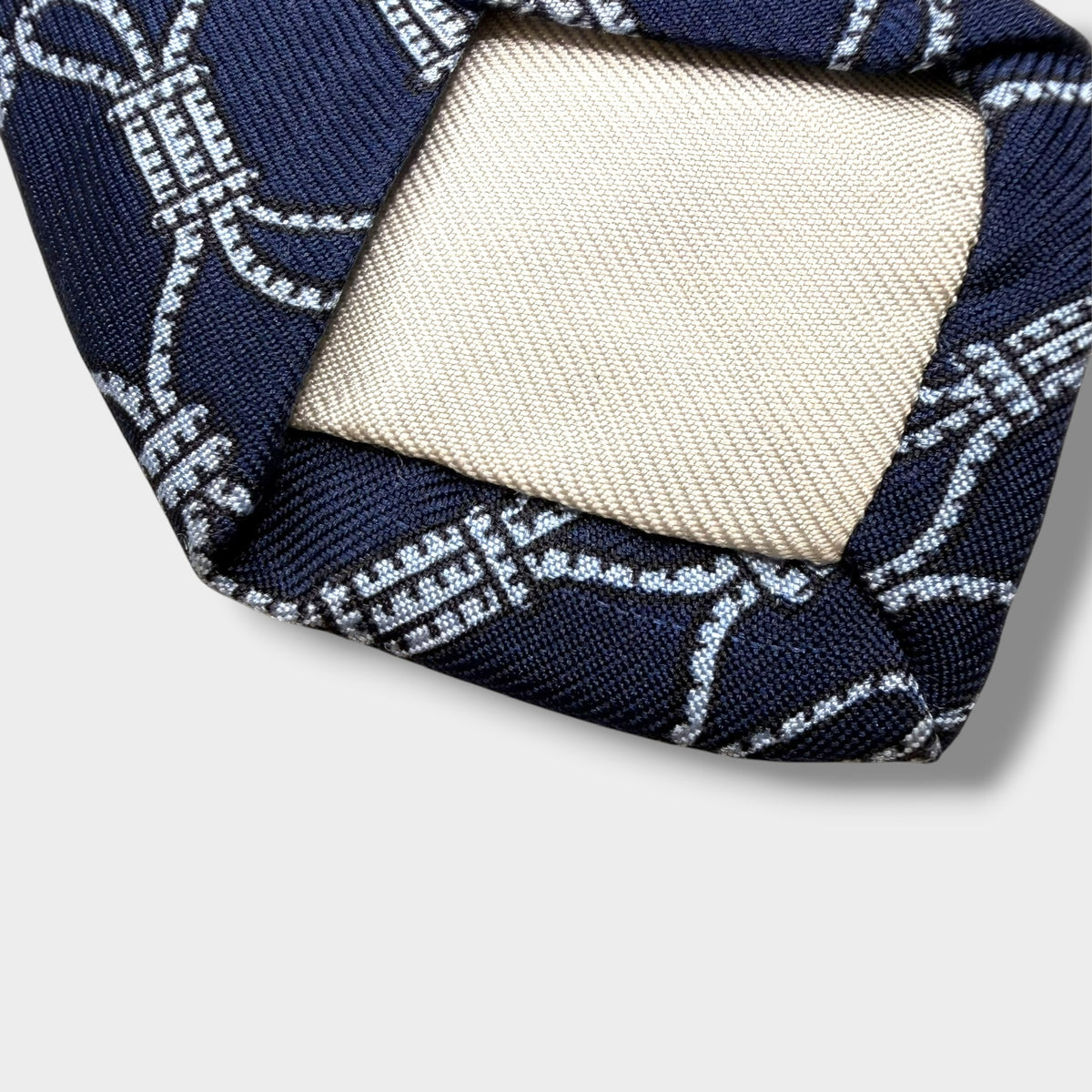 【8766】良品！エルメス　ネクタイ　ネイビー系