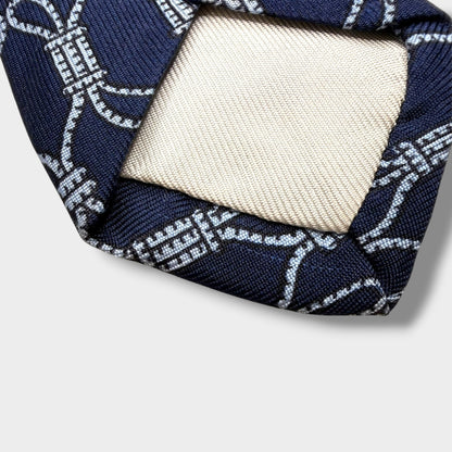 【8766】良品！エルメス　ネクタイ　ネイビー系