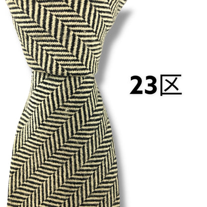 【7143】美品！23区　ネクタイ　ベージュ系　ブラック系