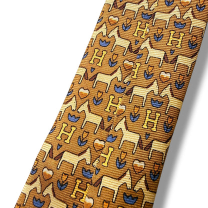 【8574】良品！エルメス　ネクタイ　ライトブラウン系