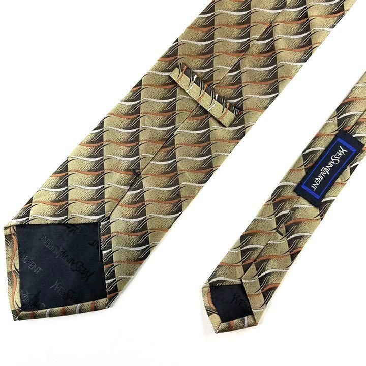 【2980】美品！イブサンローラン ネクタイ　カーキブロンズ系