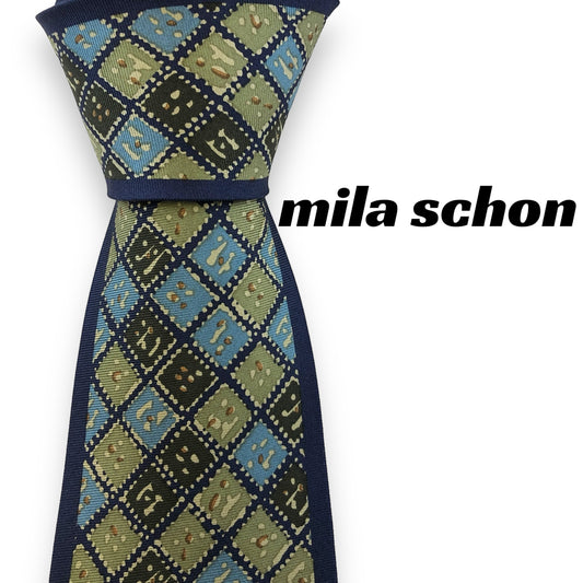 [6051] Extremely good condition! Mila Schon tie, navy x green 