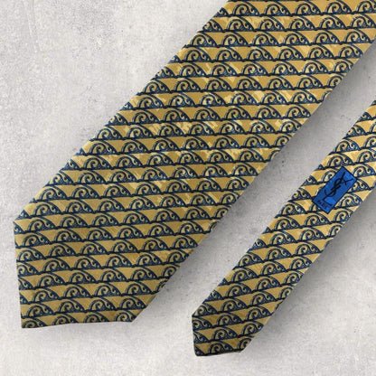 【5976】美品！イヴ・サンローラン　ネクタイ　ゴールド系.