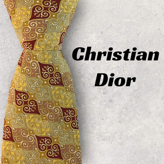 [6232] Good quality! Christian Dior tie, gold color 