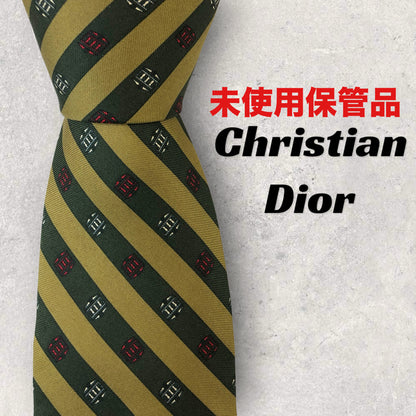 [6243] Unused and stored! Christian Dior tie, green x khaki 
