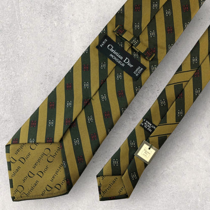 [6243] Unused and stored! Christian Dior tie, green x khaki 