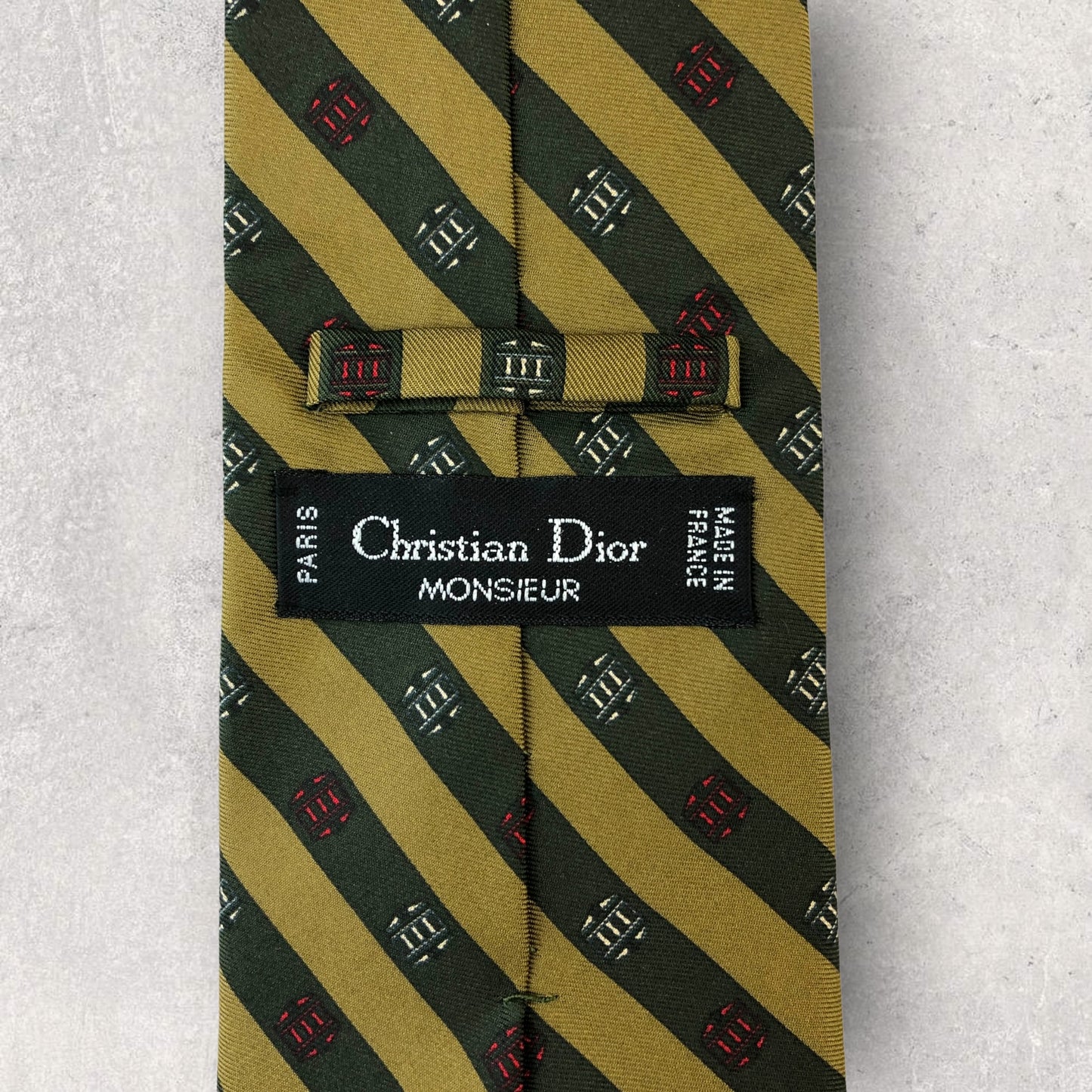 [6243] Unused and stored! Christian Dior tie, green x khaki 