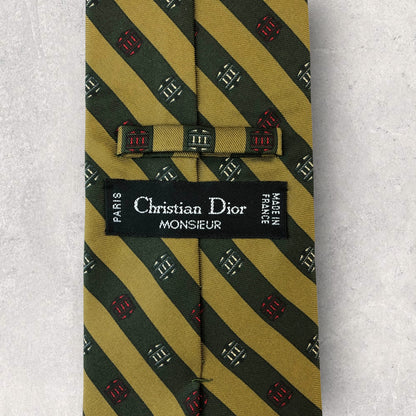 [6243] Unused and stored! Christian Dior tie, green x khaki 