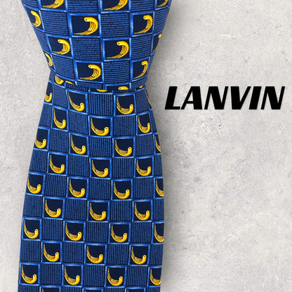 [6263] Good quality! Lanvin tie, blue 