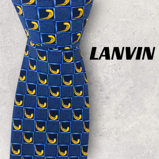 [6263] Good quality! Lanvin tie, blue 