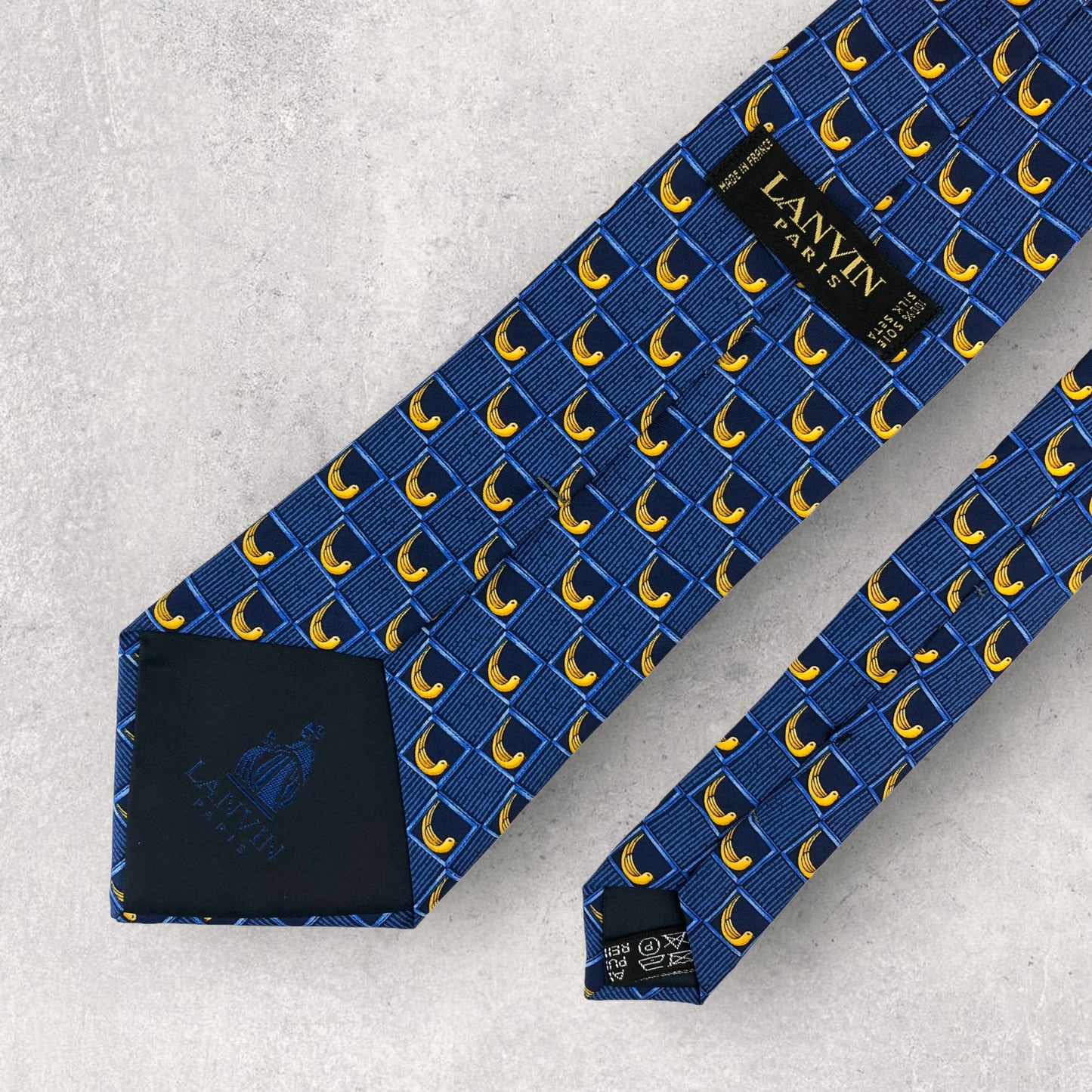 [6263] Good quality! Lanvin tie, blue 