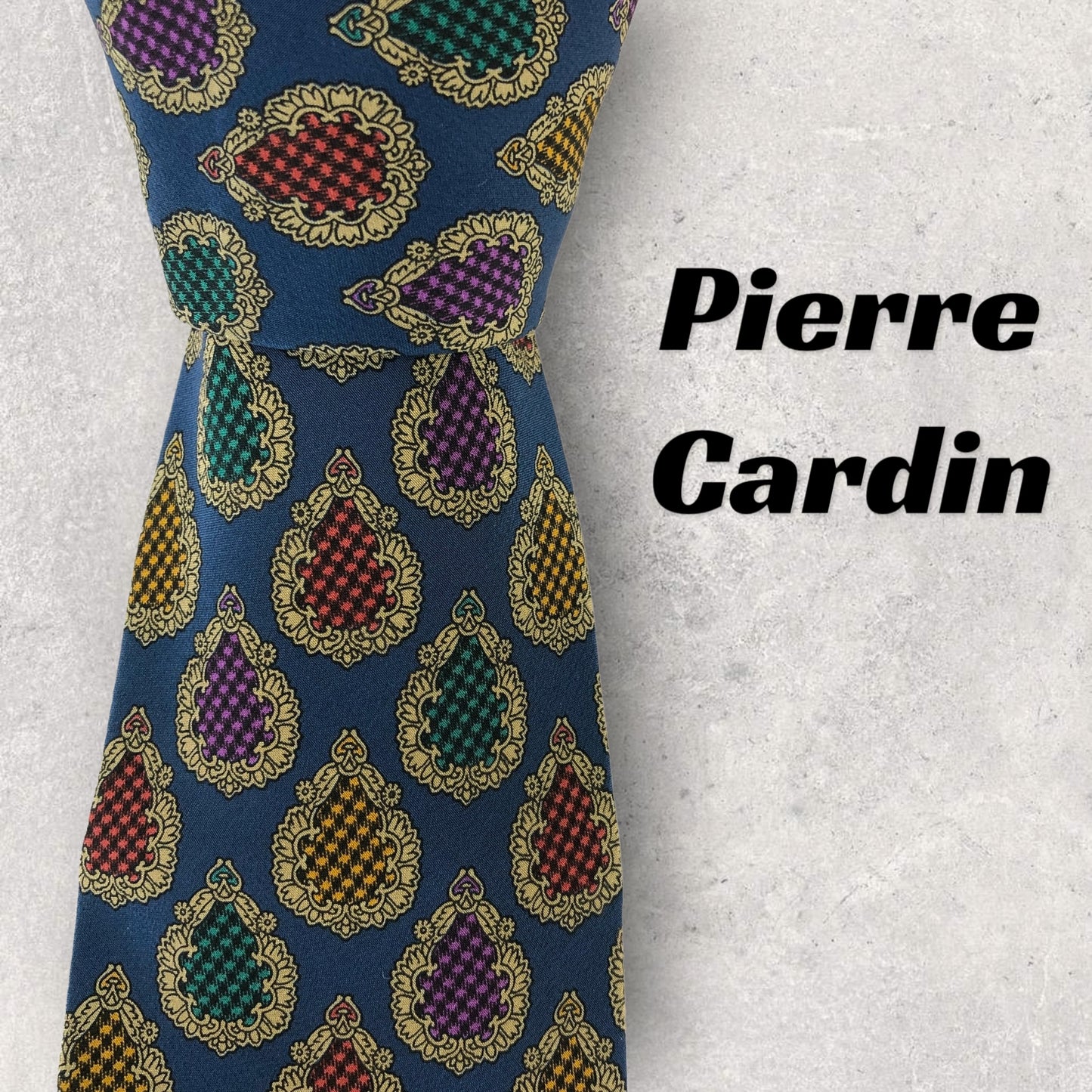[6266] Good quality! Pierre Cardin tie, blue 