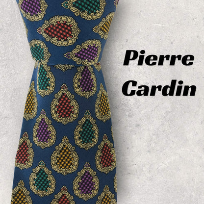 [6266] Good quality! Pierre Cardin tie, blue 
