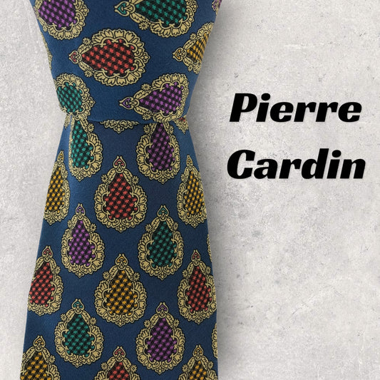 [6266] Good quality! Pierre Cardin tie, blue 