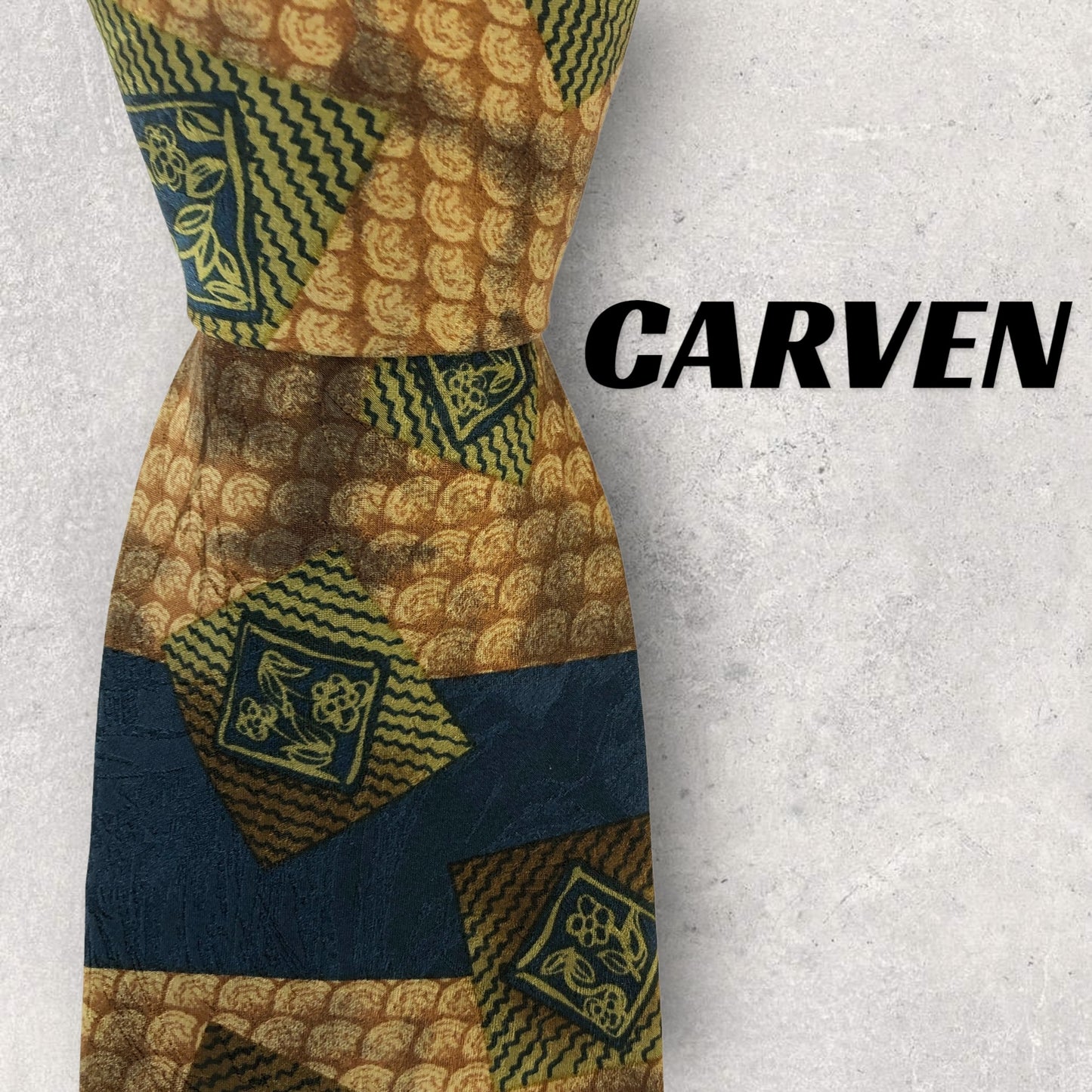 [6294] Good quality! Carbene necktie, brown, Japanese style pattern 