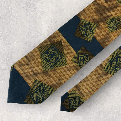 [6294] Good quality! Carbene necktie, brown, Japanese style pattern 