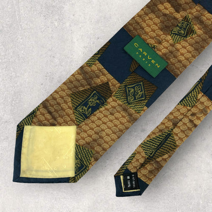 [6294] Good quality! Carbene necktie, brown, Japanese style pattern 