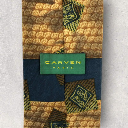 [6294] Good quality! Carbene necktie, brown, Japanese style pattern 