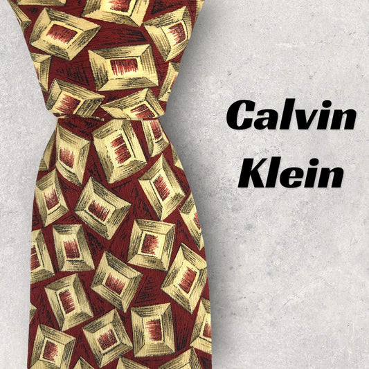 [6354] Good quality! Calvin Klein necktie in red 