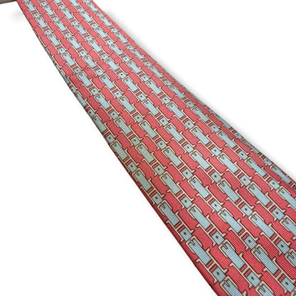 【8485】良品！エルメス　ネクタイ　ピンク系　ベルト柄