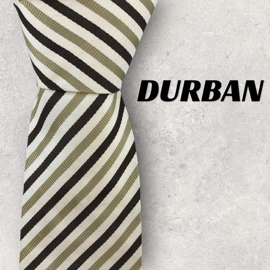[6407] Good quality! Durban tie, brown, diagonal stripes 