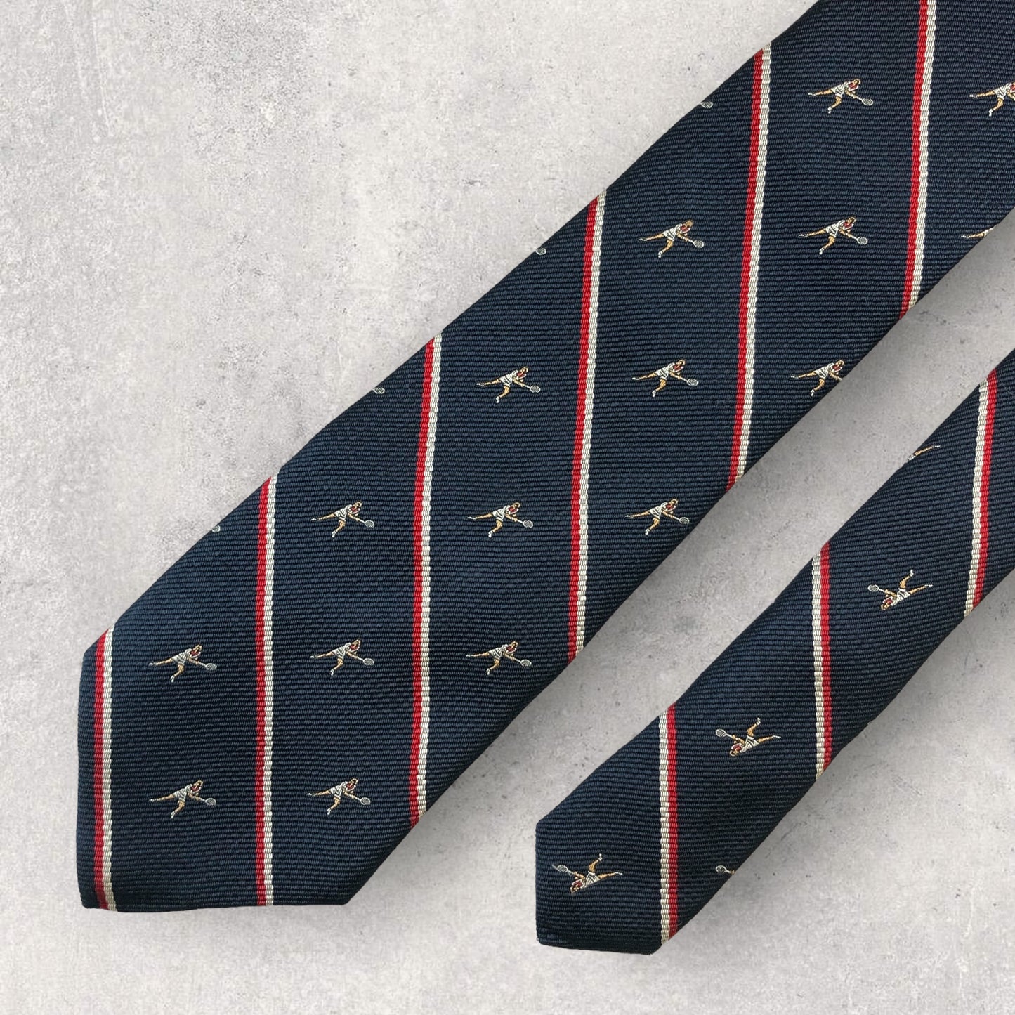 [6459] In good condition! Maker's Shirt Kamakura tie, blue, tennis pattern 