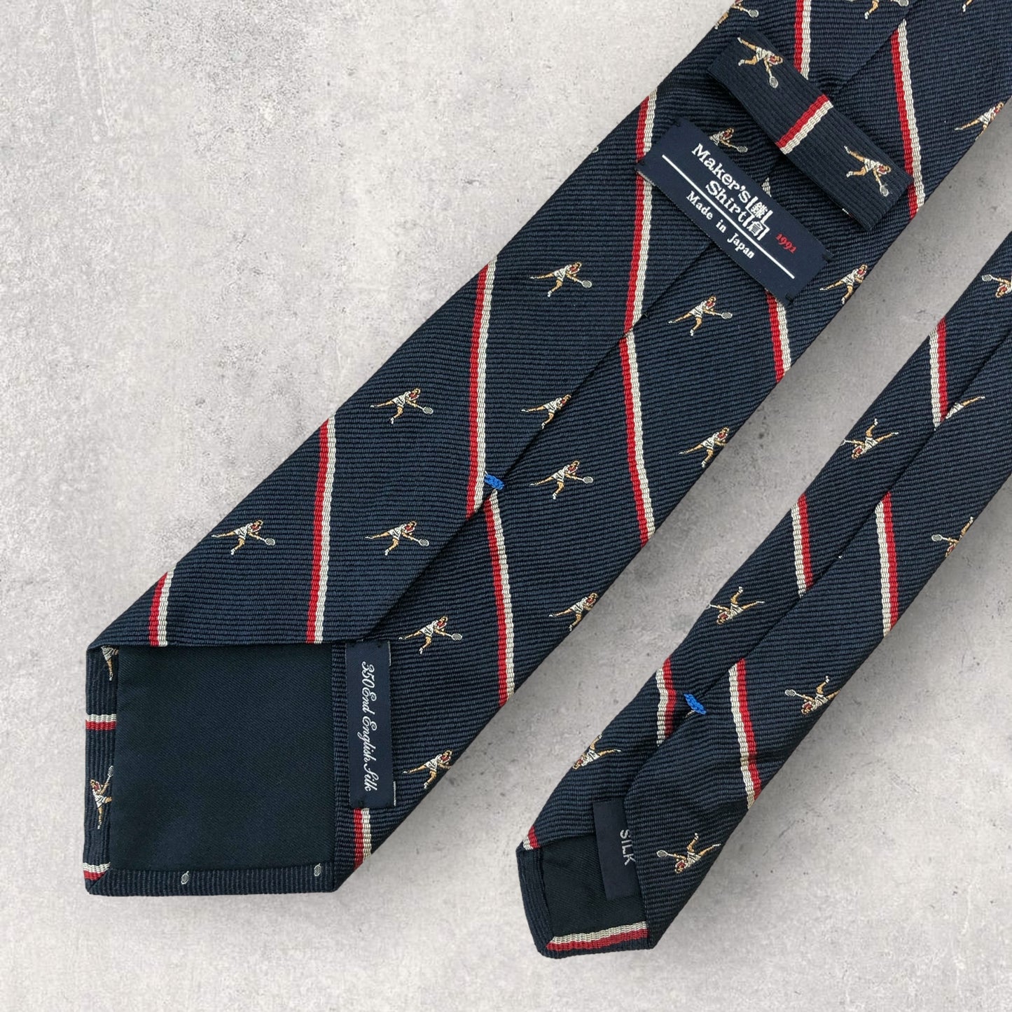 [6459] In good condition! Maker's Shirt Kamakura tie, blue, tennis pattern 