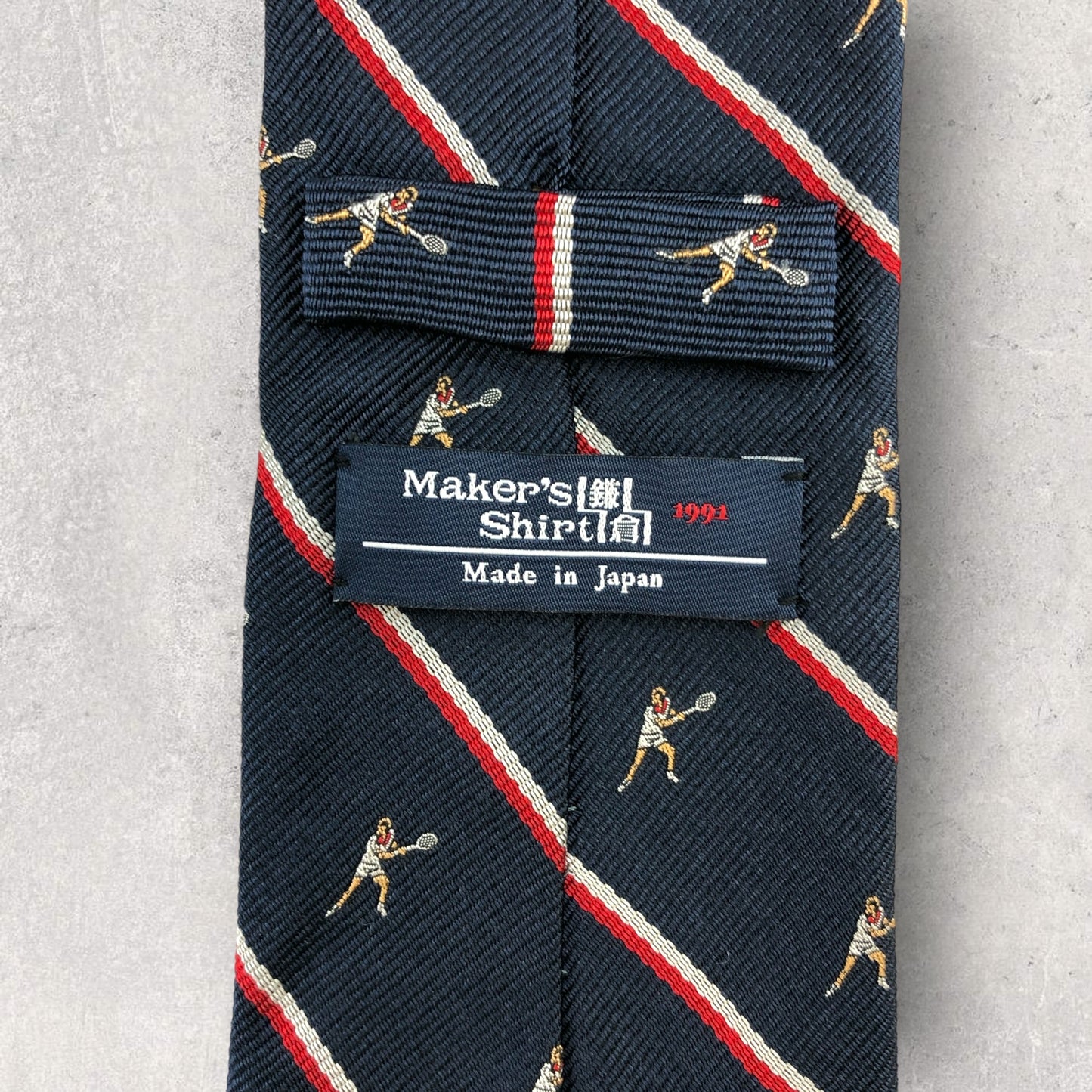 [6459] In good condition! Maker's Shirt Kamakura tie, blue, tennis pattern 