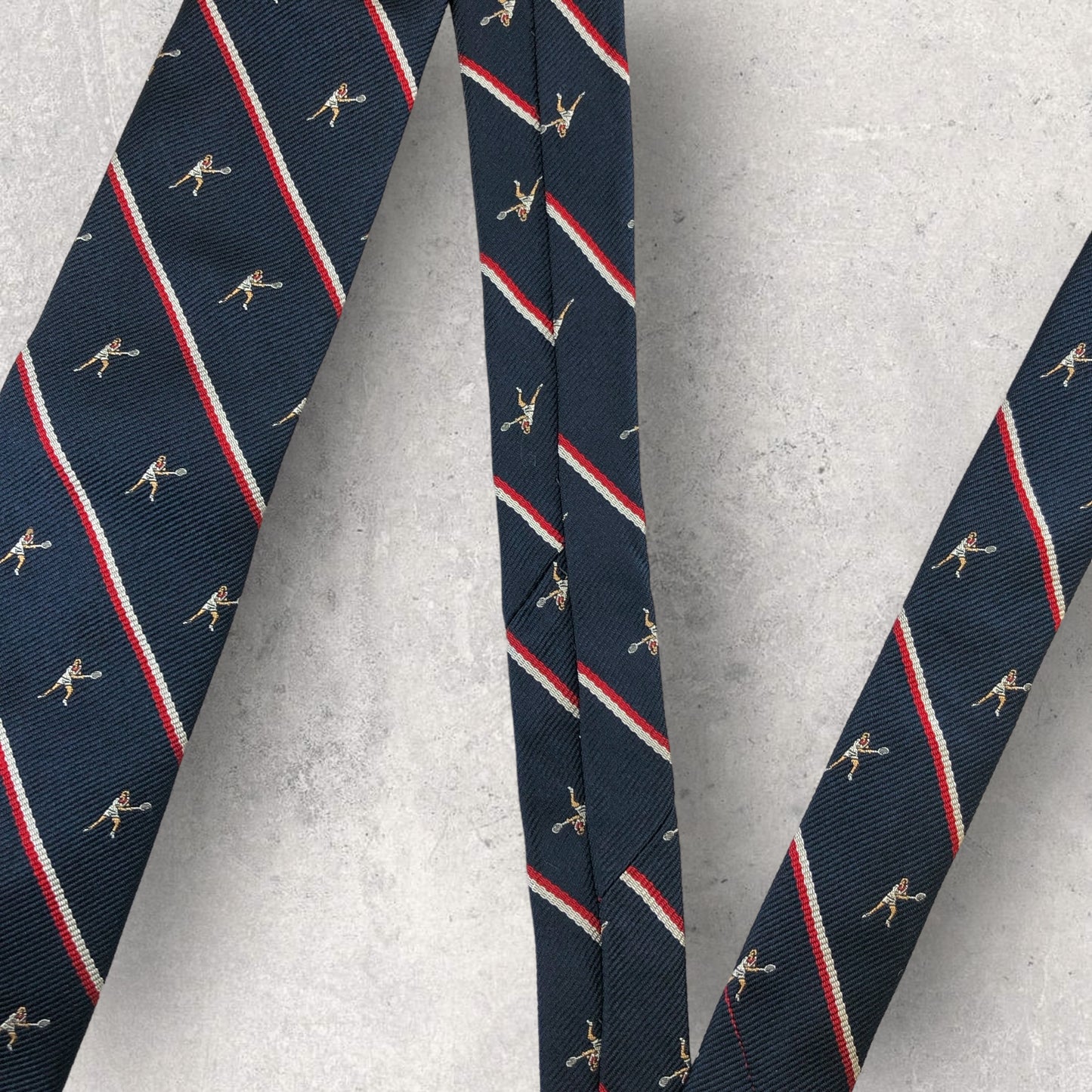 [6459] In good condition! Maker's Shirt Kamakura tie, blue, tennis pattern 