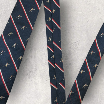 [6459] In good condition! Maker's Shirt Kamakura tie, blue, tennis pattern 