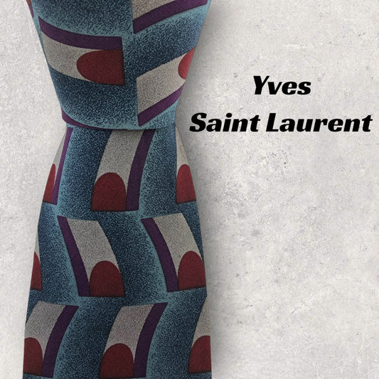 [6470] Good quality! Yves Saint Laurent tie, light blue 
