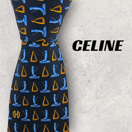 [6513] Good quality! Celine tie, blue 