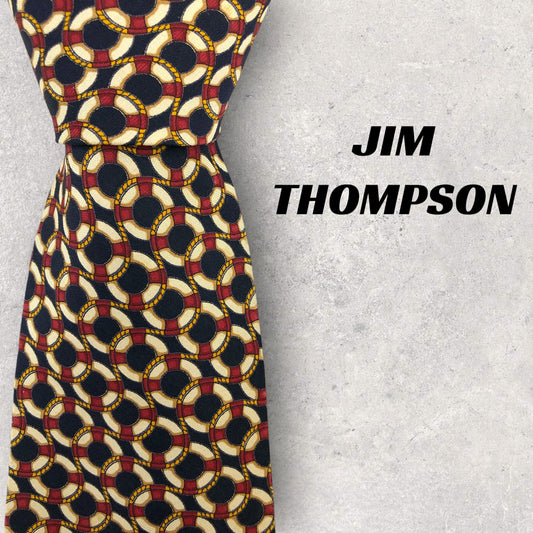 [6549] Good quality! Jim Thompson necktie, blue x white x red 