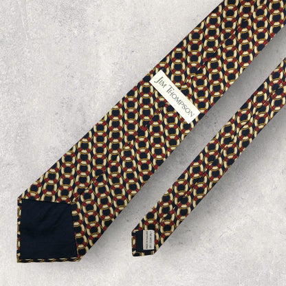[6549] Good quality! Jim Thompson necktie, blue x white x red 