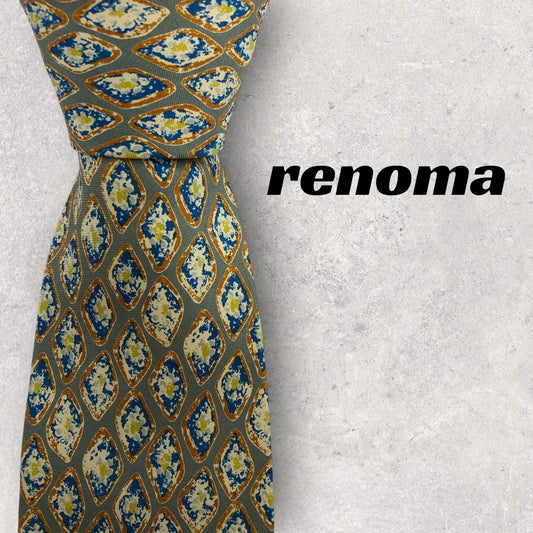 [6555] Good quality! Renoma necktie, green 