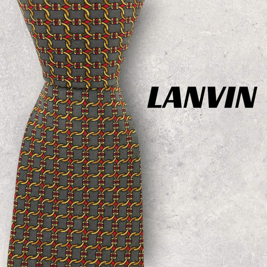 [6579] Good quality! Lanvin tie, grey 