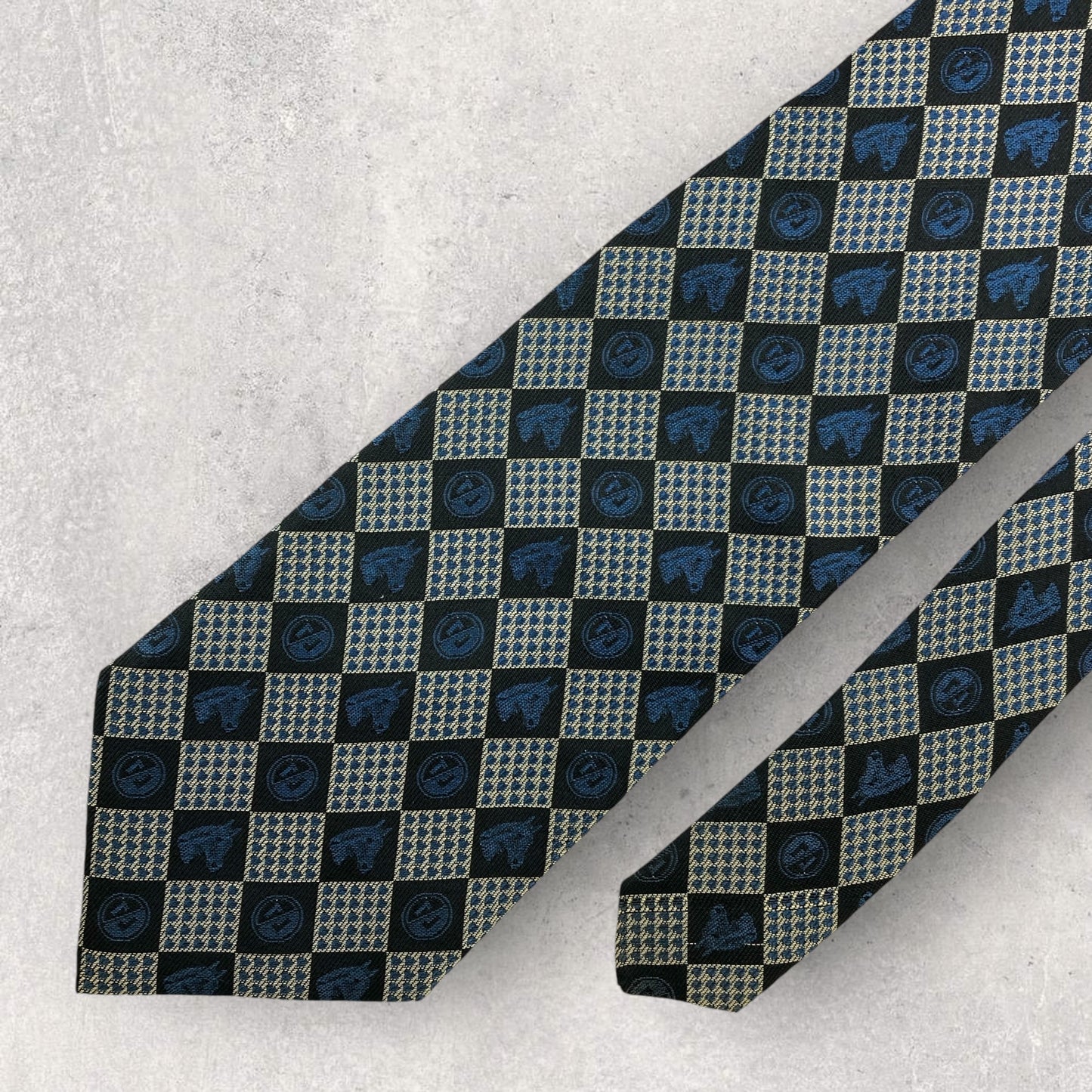 [6581] Beautiful item! Renoma tie, blue, horse pattern 